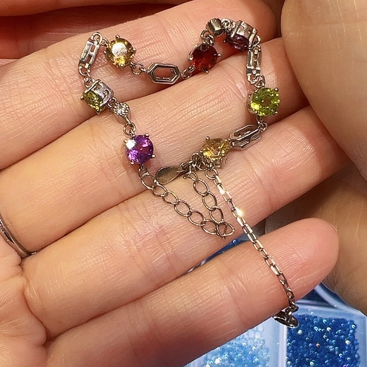 银S925镶嵌橄榄石手链