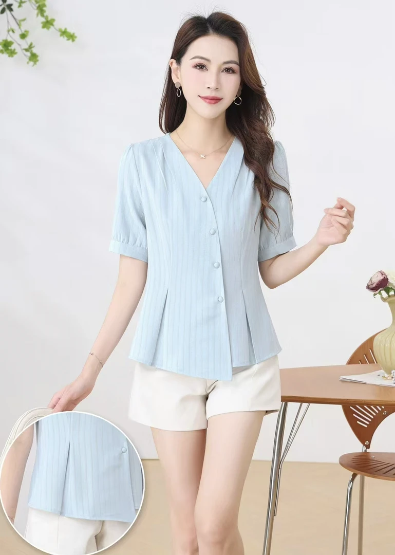 精选时尚百搭潮流减龄显瘦亮肤气质款夏季衬衣小衫
