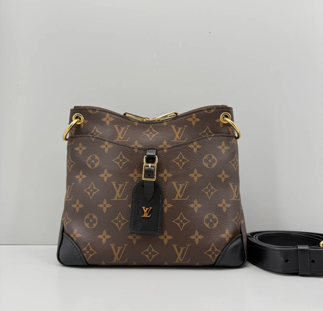 95新 LouisVuitton/路易威登 优选/Oden老花小号黑牛角/25×22×8
