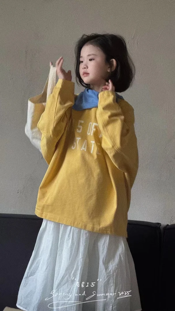 子田童装推荐（黄色T加白色半裙）