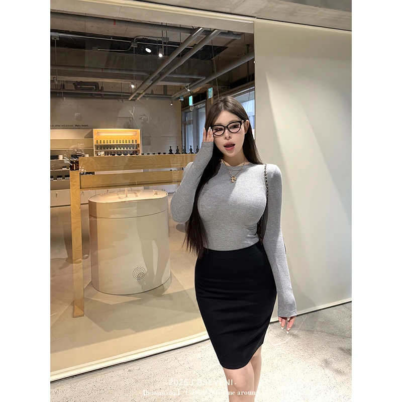 黑泽玄七打底针织衫包臀中裙两件套早春新款精致气质收腰显瘦女