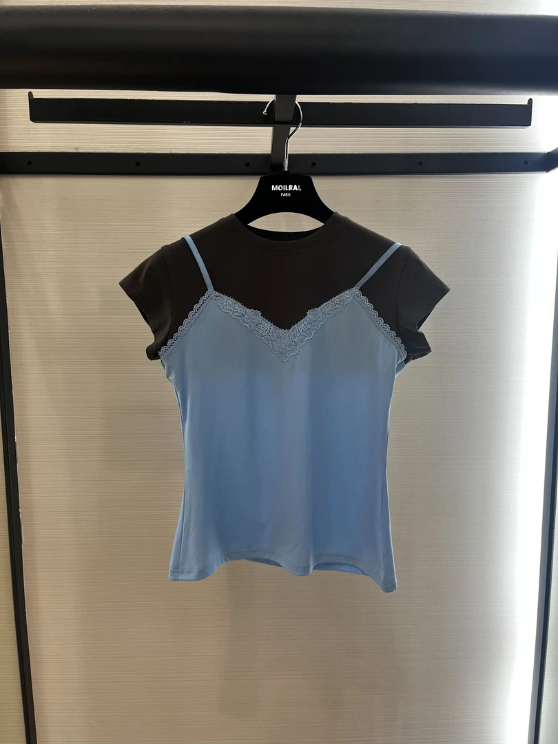 MO吊带休闲圆领百搭撞色短袖T恤LT2510979-979