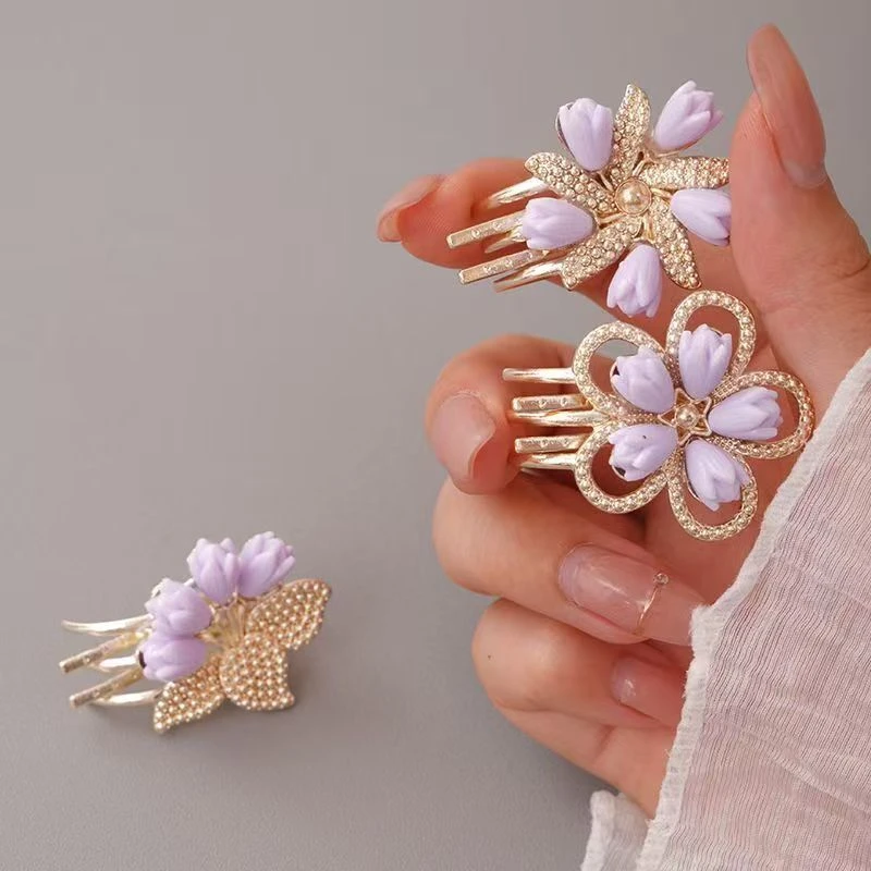 诗泊雅 精致花朵珍珠小号抓夹发夹女侧边夹刘海夹碎发森系甜美新