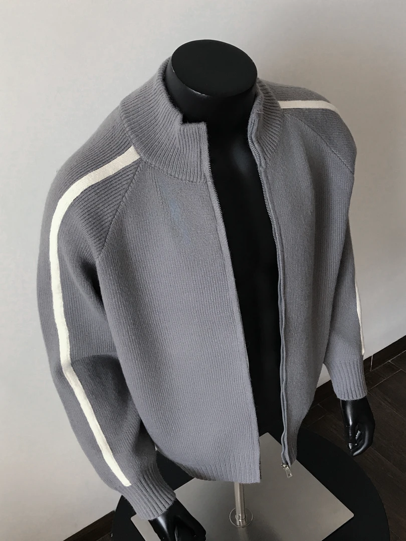 秋冬针织衫开衫外套男2025新款慵懒风宽松高级感休闲百搭立领毛衣