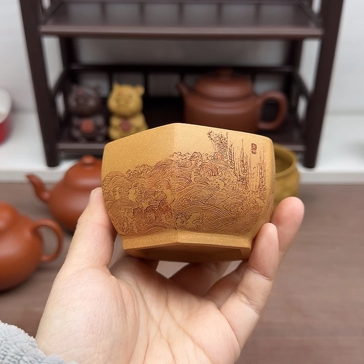 无***畏茶案段泥全手工方器主人杯