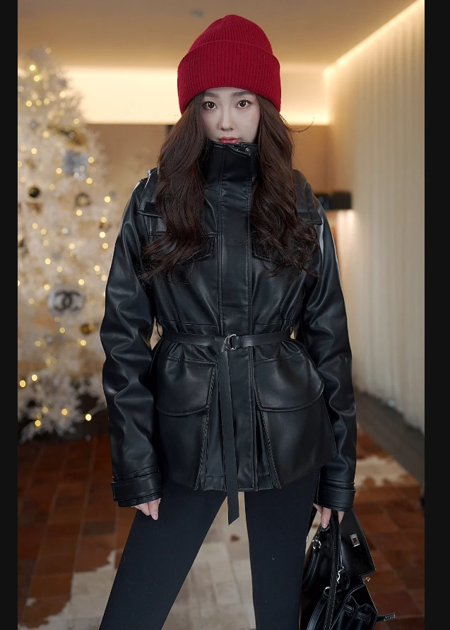 【幂幂同款】羊皮冲锋衣可拆卸90鹅绒内胆真皮保暖外套020-kk