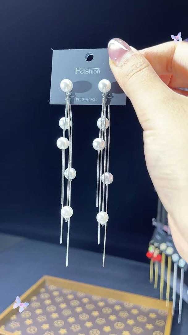 铜合金锆石耳饰 经典款珠珠流苏耳环大爱款0136