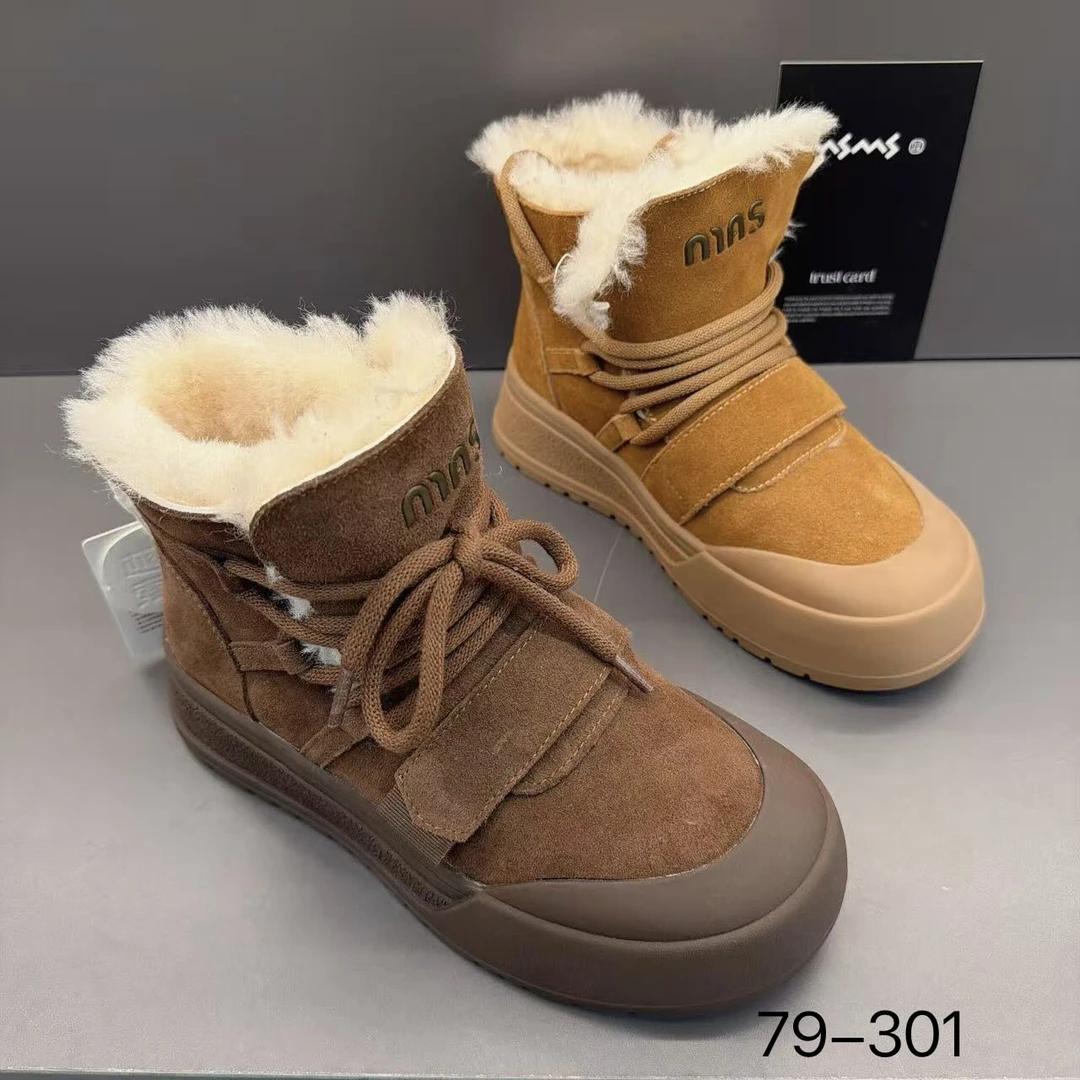 玛莎玛索冬季新款大棉雪地靴79-301时尚百搭休闲粘扣防滑保暖女鞋