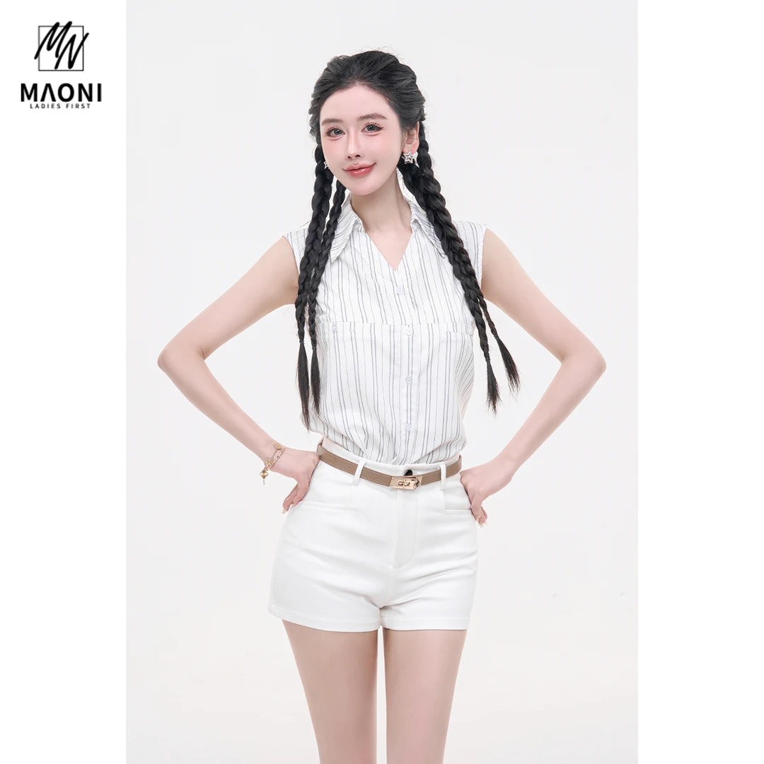 毛妮LADIESFIRST【复古新潮】配腰带美式时髦提臀休闲短裤女L1846