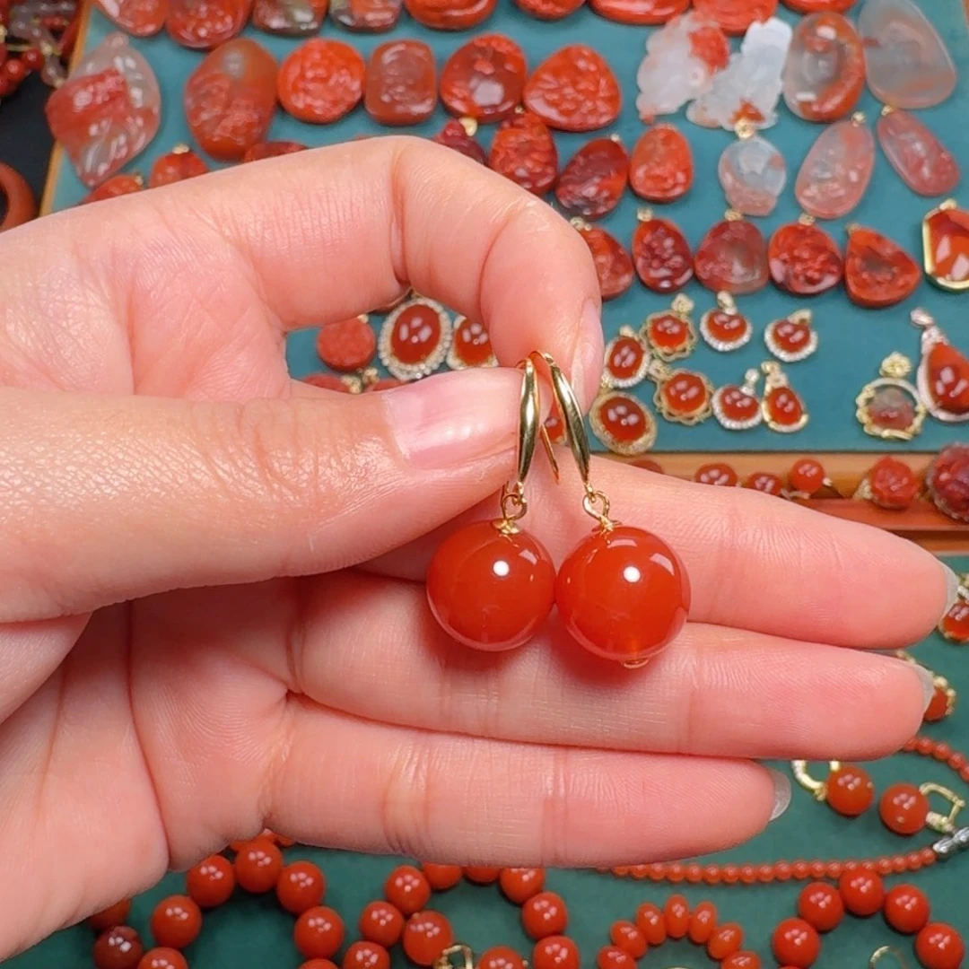 南红玛瑙南红12+保山冰红银S925镶嵌