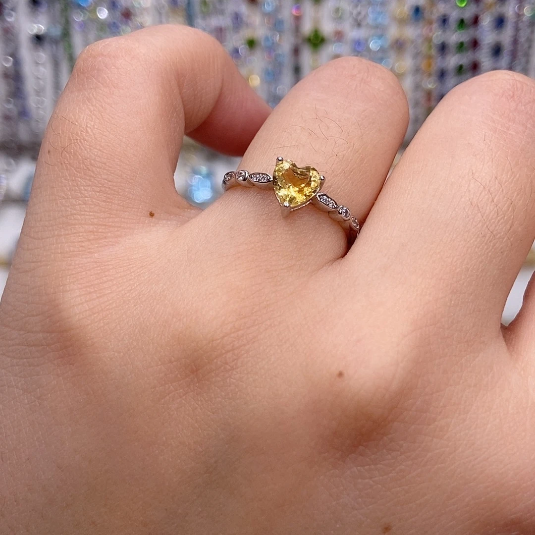 黄晶银S925镶嵌戒指