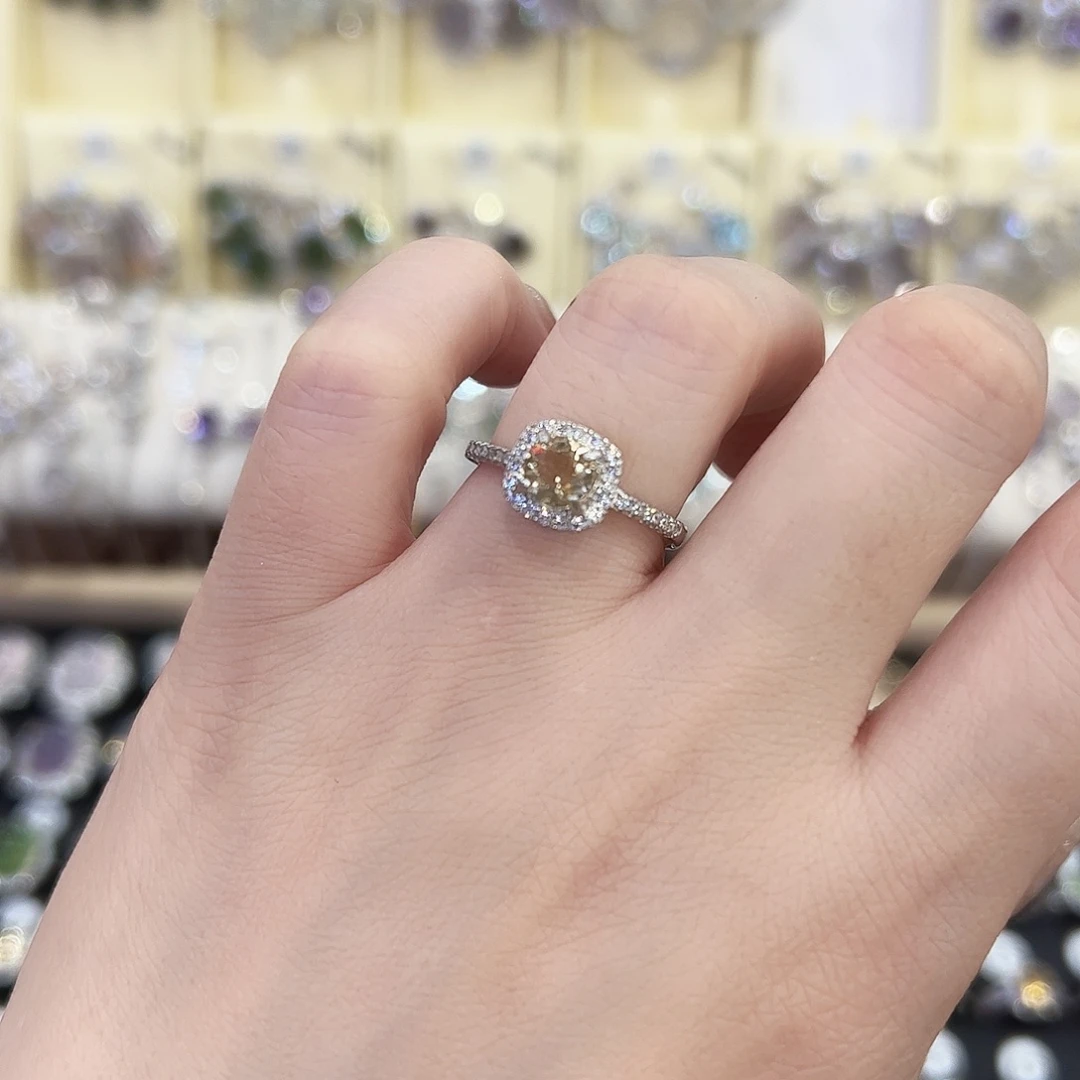 戒指黄晶银S925镶嵌