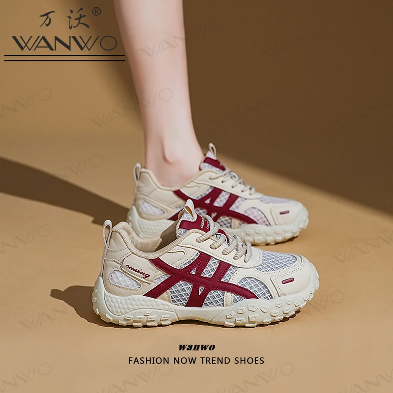 2025新款夏季网面透气阿甘休闲鞋女德训厚底老爹鞋舒适百搭跑步鞋