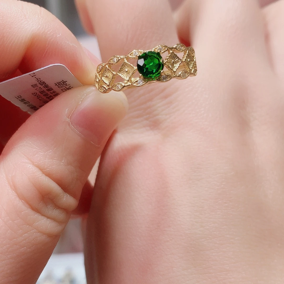 戒指透辉石银S925镶嵌