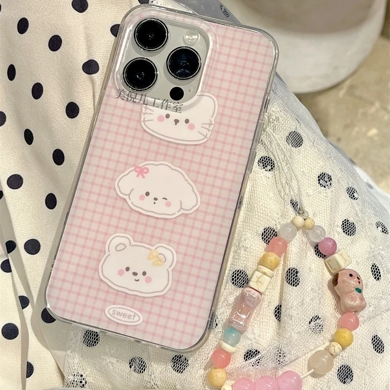 格纹动物小狗猫咪适用vivos19s18pro手机壳x80x90x100链条y78y200