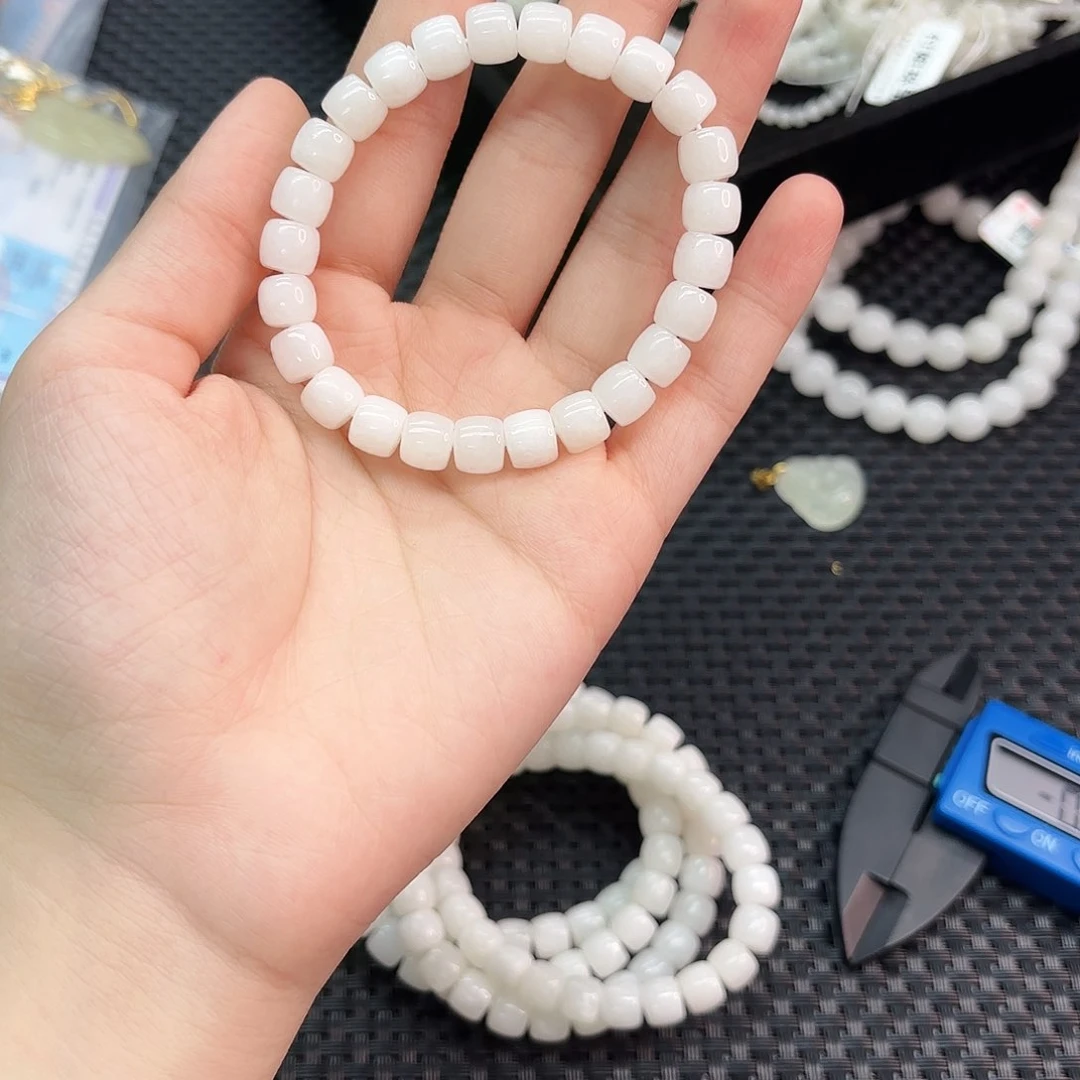 未镶嵌手链和田玉白玉直切镜切