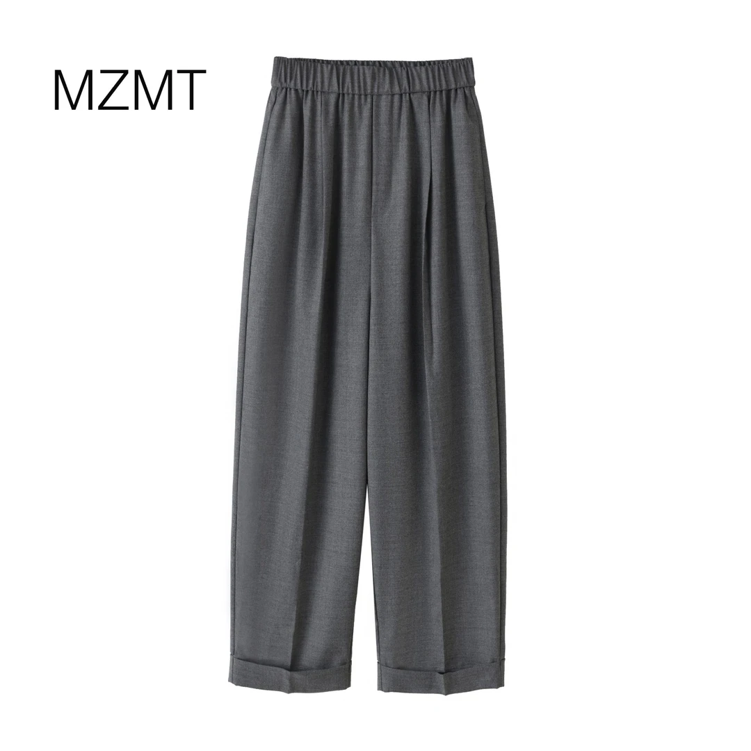 【MZMT】”夏季“2025款羊毛修身舒适亚麻九分休闲阔腿山本裤-98355