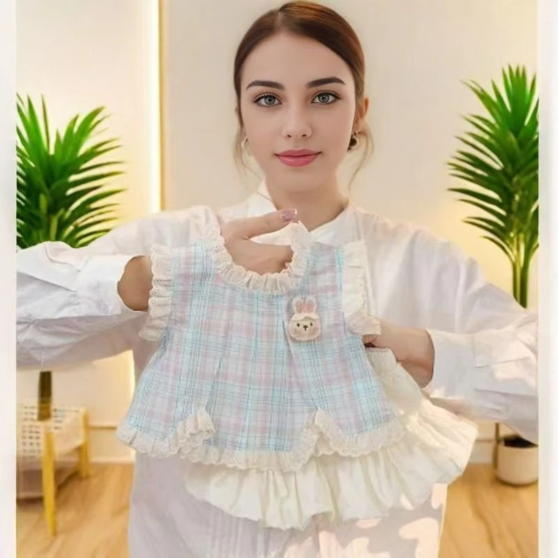 儿童夏季套装女童洋气拼接格纹小清新无袖韩版两件套宝宝时尚