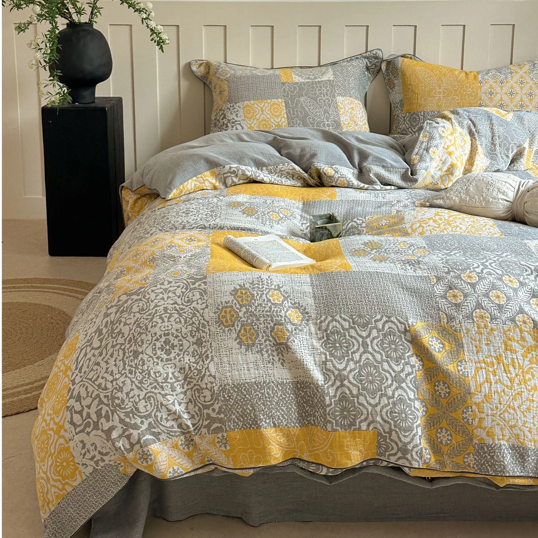 【雅趣】威廉花园黄被套单被套 全棉纱布 亲肤柔软透气可贴身用套件