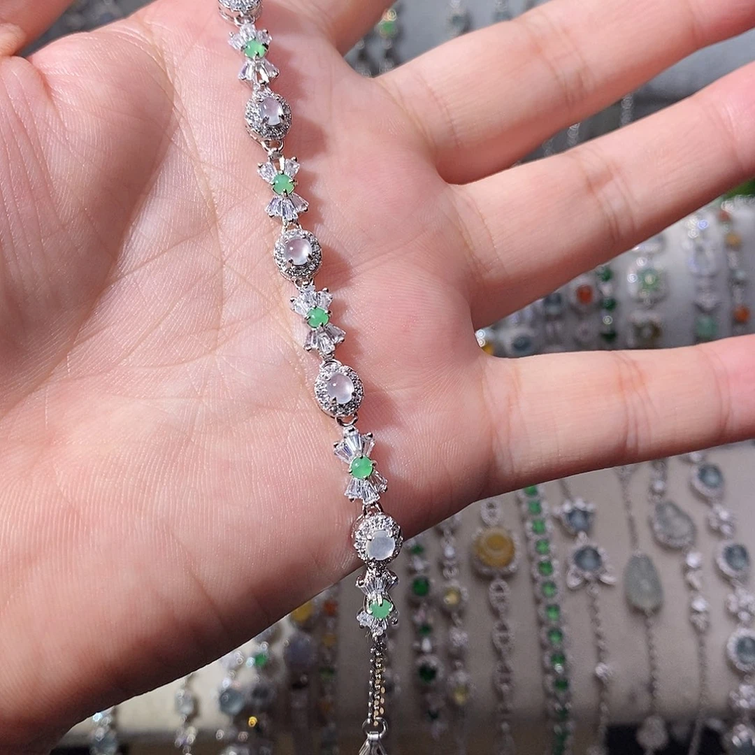 翡翠银S925镶嵌手链