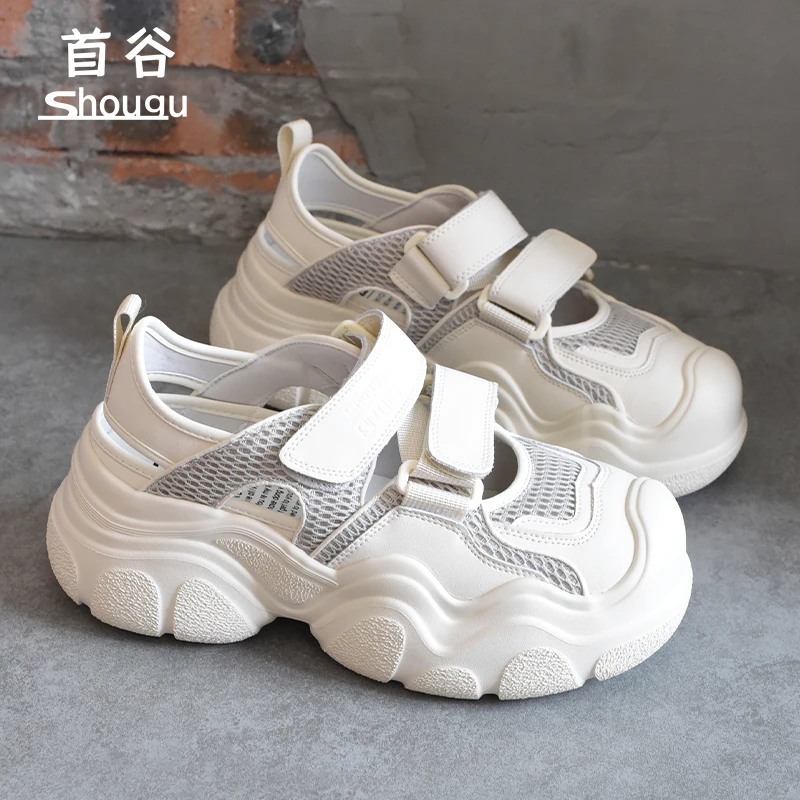 shougu/首谷2025夏季新款厚底休闲凉鞋女丑萌小众百搭休闲老爹鞋