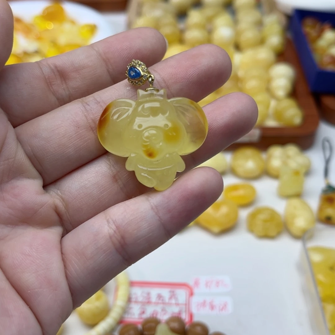 【闪购商品】银S925镶嵌蜜蜡裸石配饰