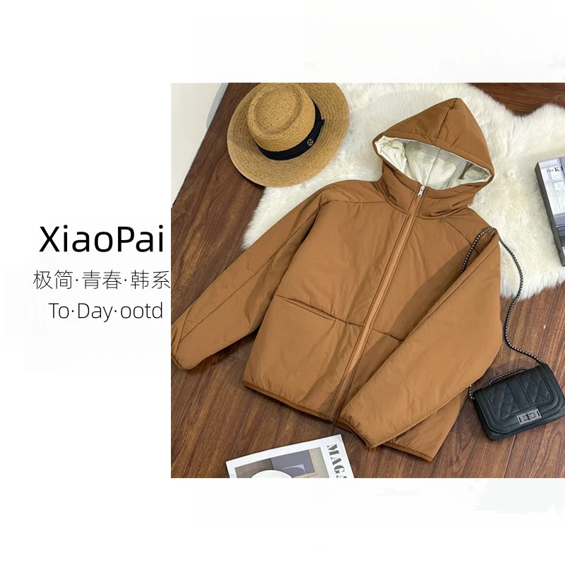 XIAOPAI-[拼色内衬]2025秋冬新款通勤百搭拼接连帽外套O-25905