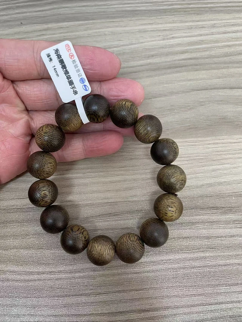 沉香海南莺歌绿奇单圈手串（14mm）1999-103