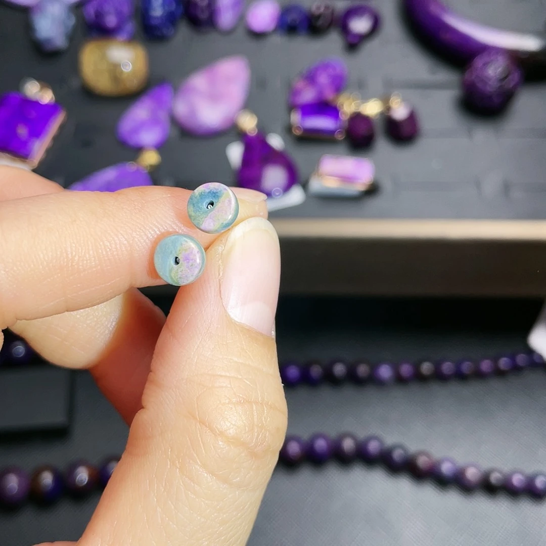 苏纪石（舒俱来）耳钉银S925镶嵌