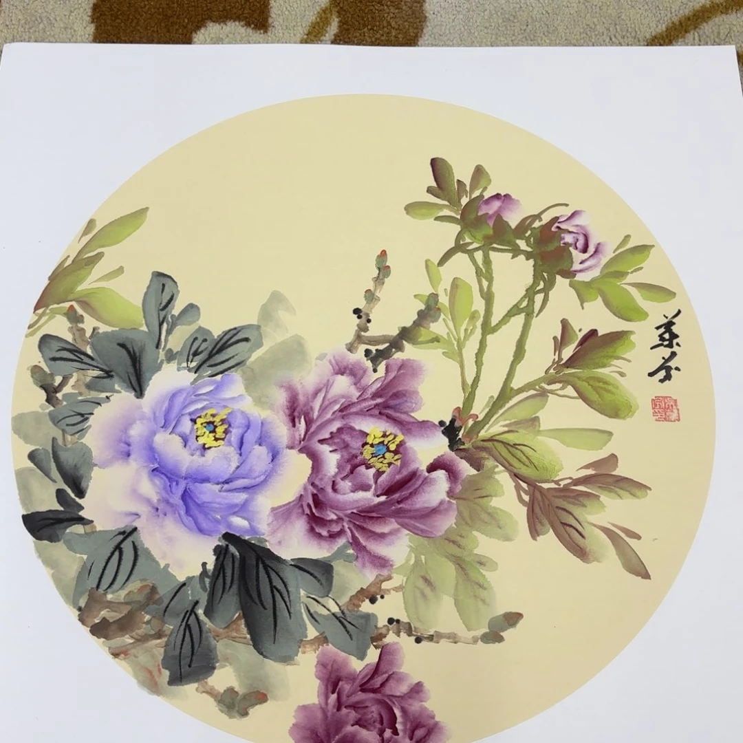 国画斗方花鸟花鸟赵