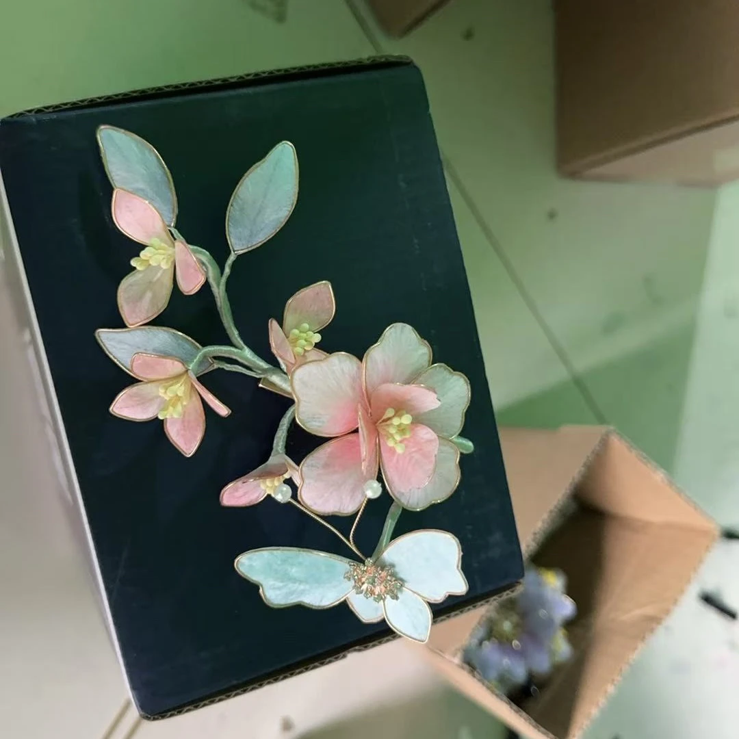 春亦归古风发饰绒花发簪 手工制作默认微瑕