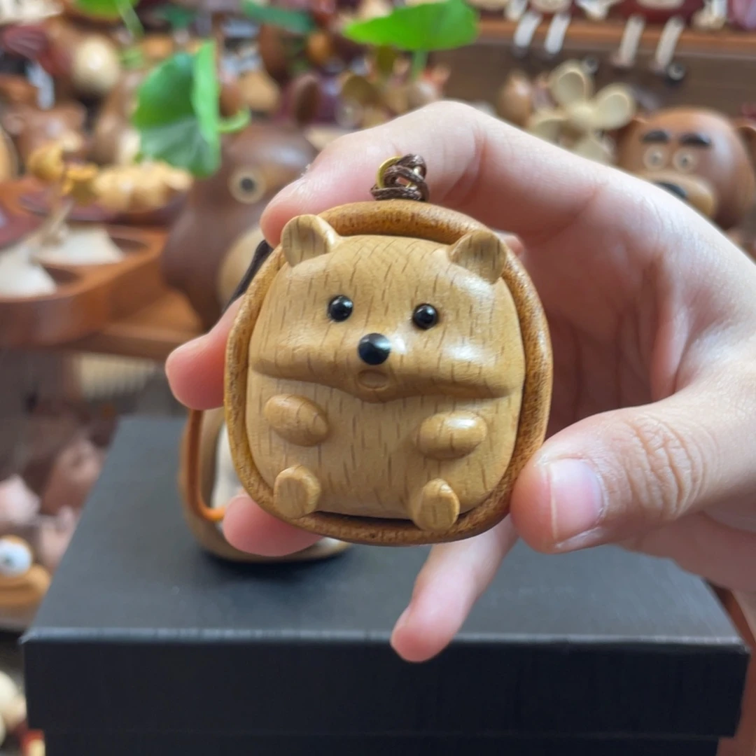 木孤品刺猬挂件乌檀木