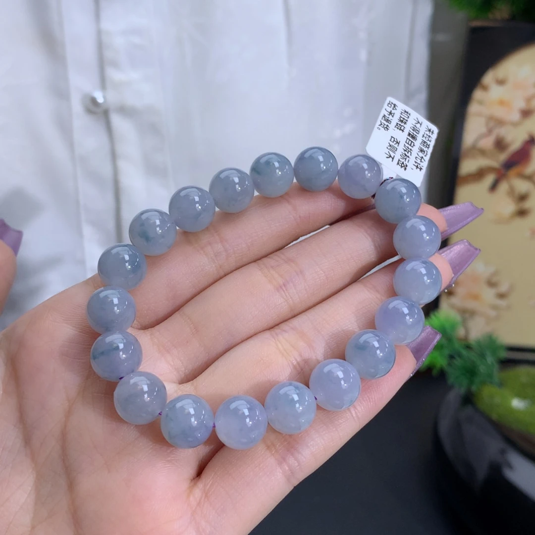 翡翠手链未镶嵌卡10冰润胶蓝紫飘蓝花