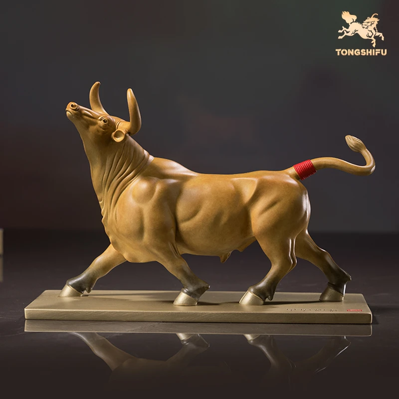 铜师傅《鸿运牛之牛市如虹》书房办公室桌面铜牛摆件商务送礼工艺品