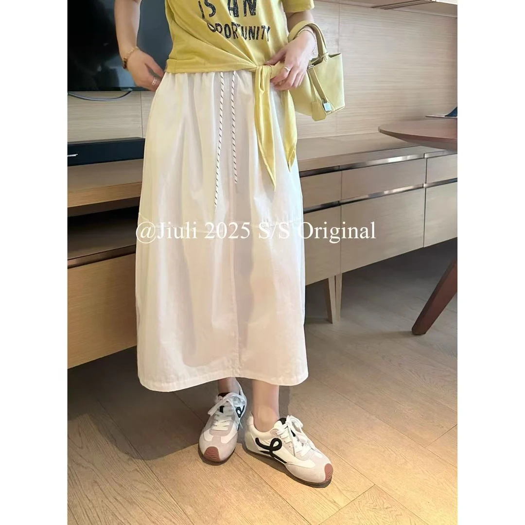 九莉【轻氧裙】夏季简约百搭松紧腰花苞半身裙