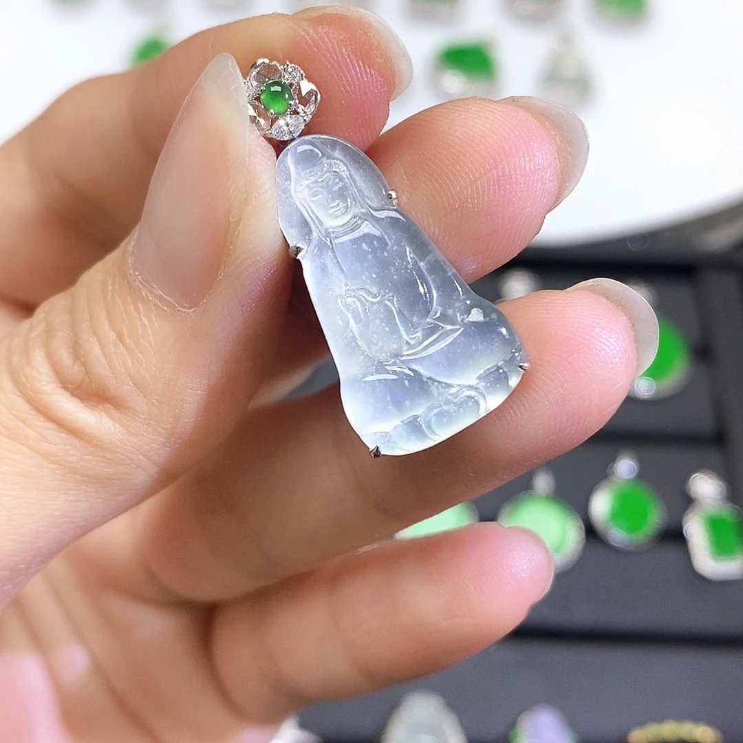 翡翠18K金镶嵌吊坠(不含链)