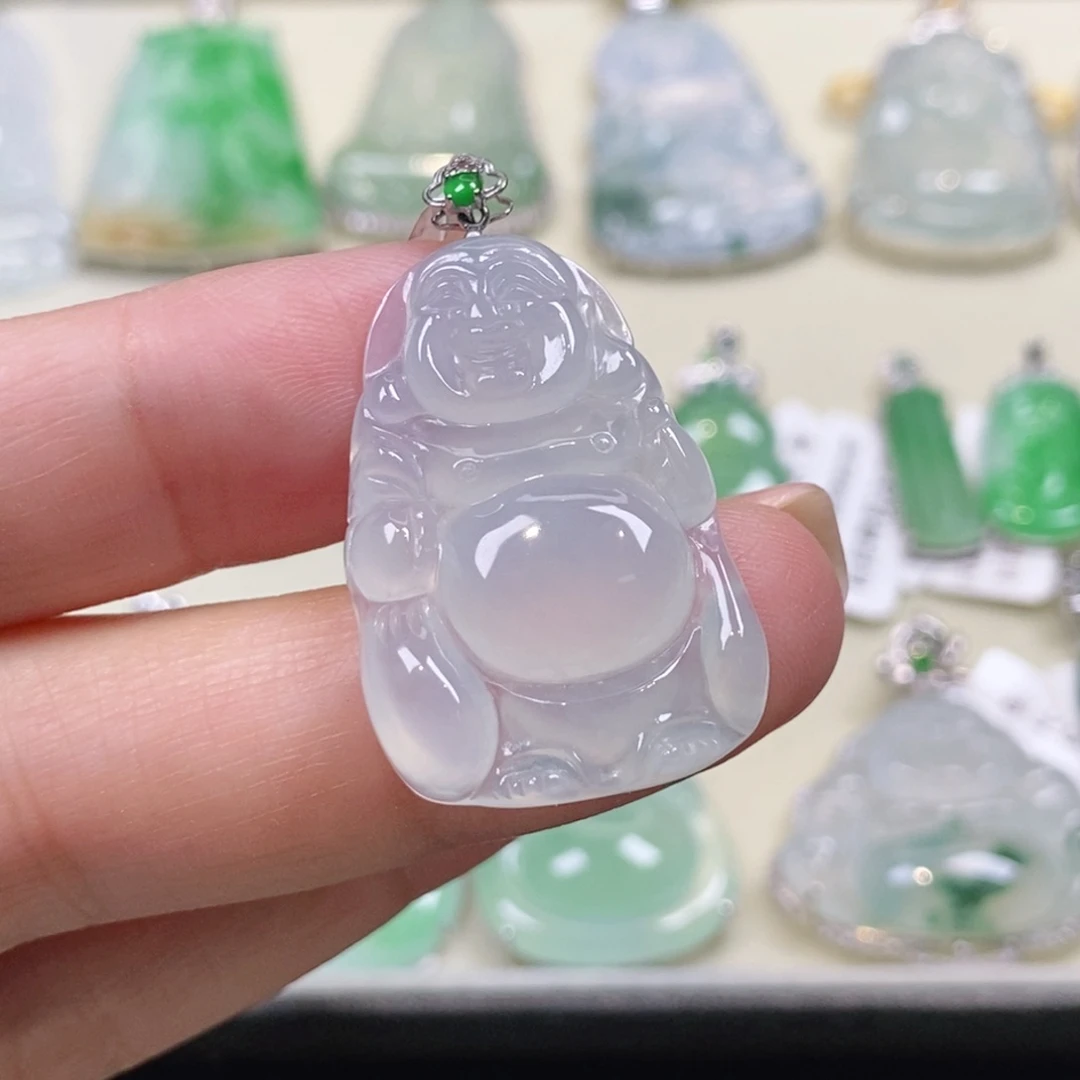 翡翠18K金镶嵌颈饰缅甸天然a货翡翠