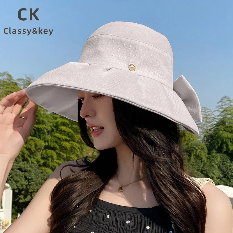 Classy key新加坡设计师联名款蝴蝶结渔夫帽女夏季出游度假沙滩帽