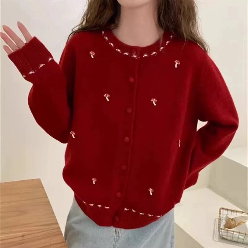 【订单款下架】时尚洋气圆领针织开衫大码套女装外套上衣MTW#