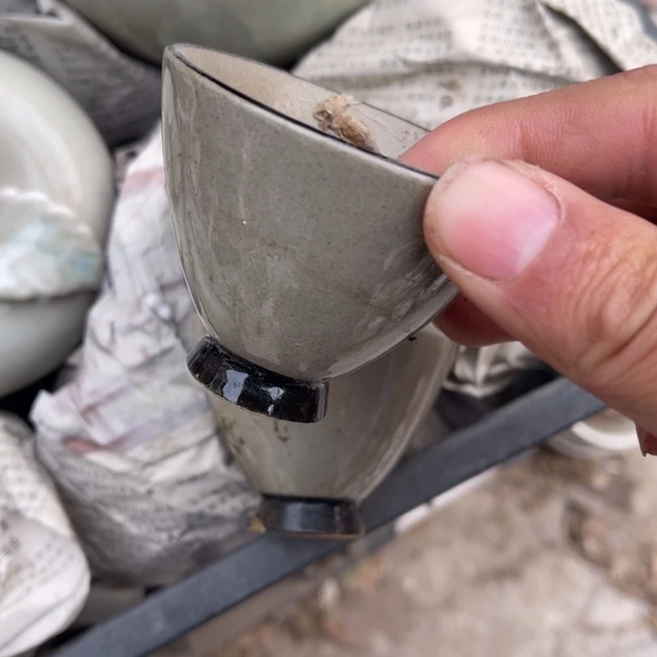 陶库存瓷器老土瓷茶杯4个