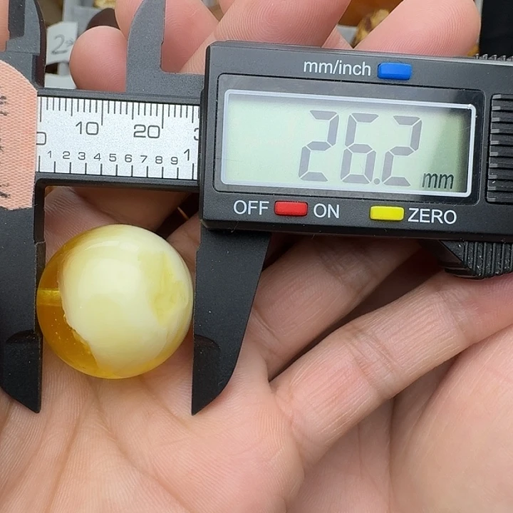 蜜蜡未镶嵌裸石天然蜜蜡金白圆珠