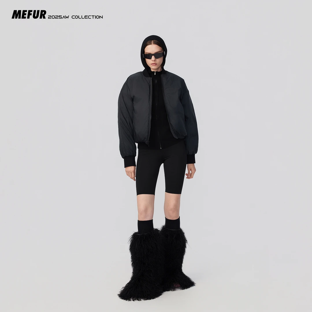 MEFUR 【基础系列】90鹅绒设计感两面穿保暖短款棒球领女式羽绒服