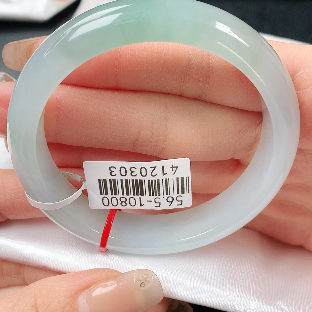 翡翠手镯未镶嵌冰胶半山水正圈56圈口 27号