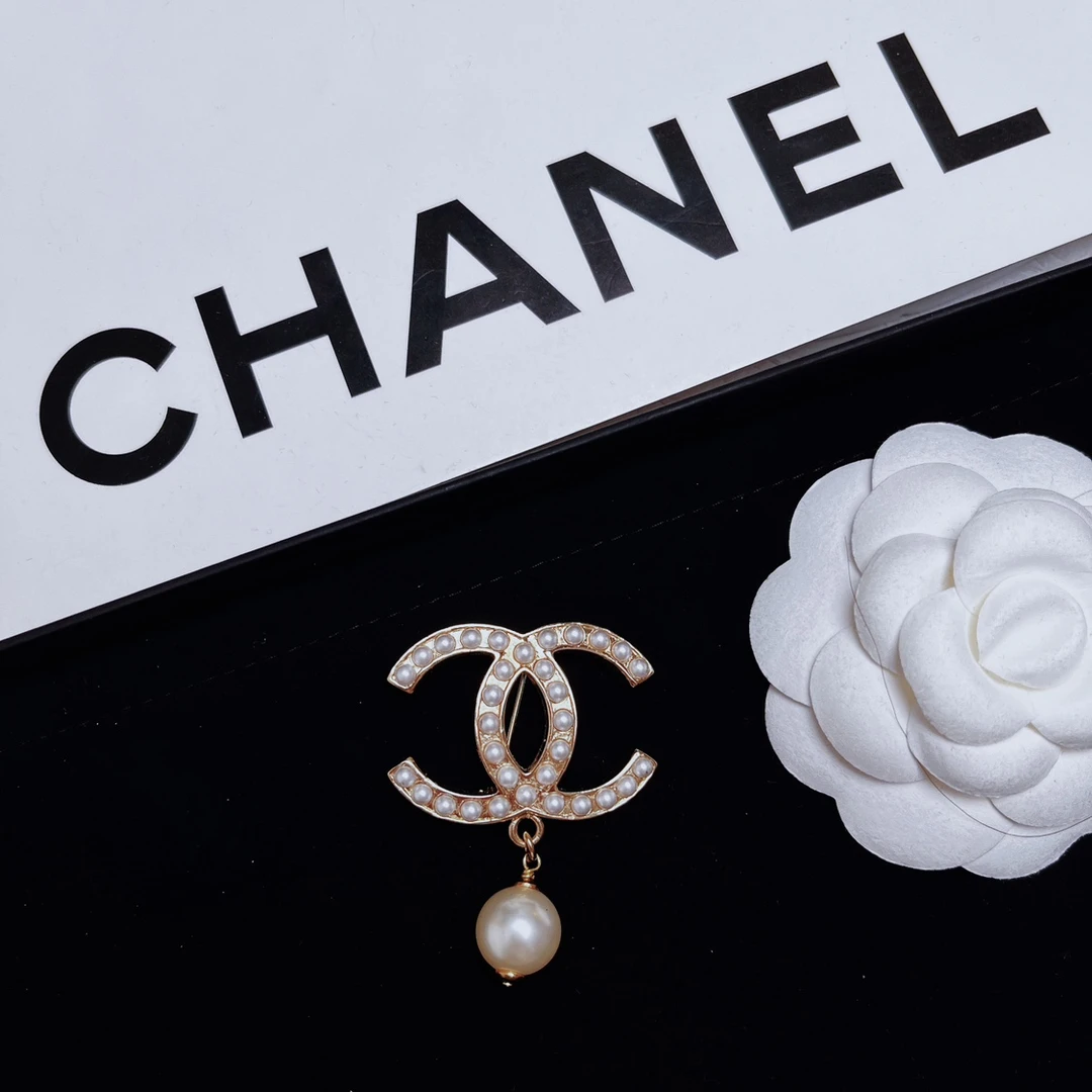 95新 Chanel/香奈儿 柚礼中古/香奈儿双C珍珠吊坠胸针CG501212
