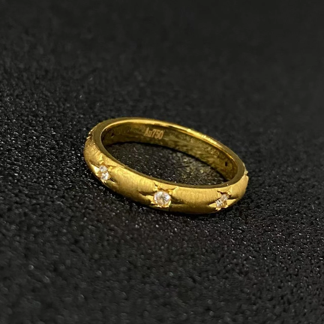 18k金Au750 拉丝排戒#Y142