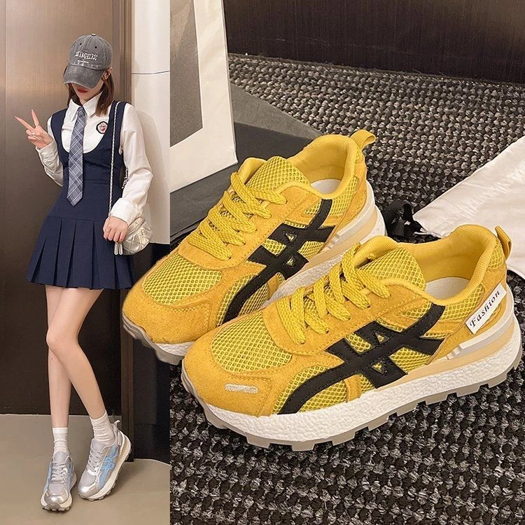 K201厚底增高透气网面阿甘鞋小白鞋2025新款爆款老爹鞋休闲运动鞋