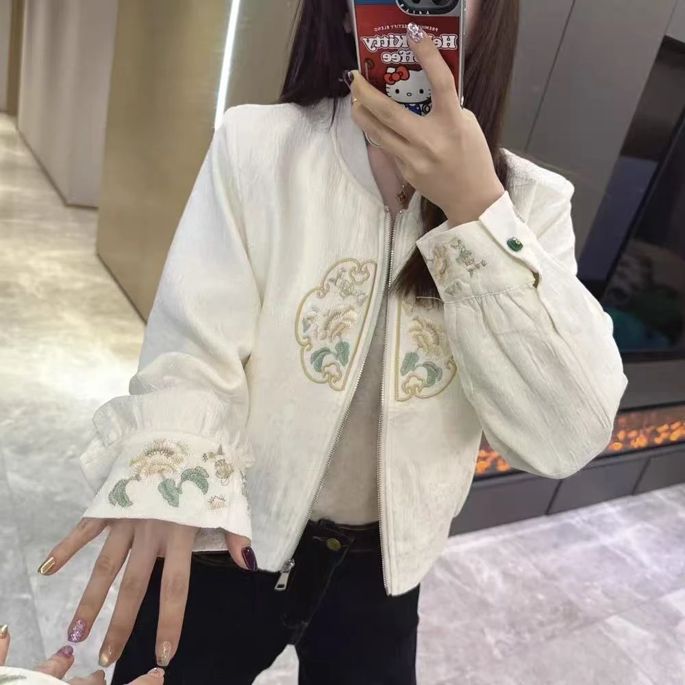 春秋秋季常规国风女刺绣短外套女士休闲棒球服