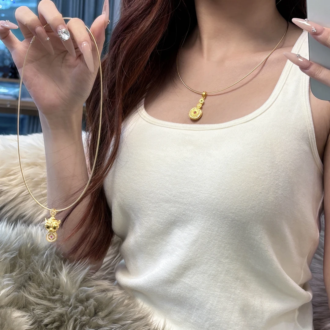 【百搭项圈】18K金进口高级蛇骨项链万能项圈时髦气质可百搭吊坠