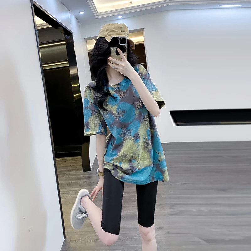 美式复古绿色短袖t恤女夏季宽松2025新款洋气设计感小众独特上衣