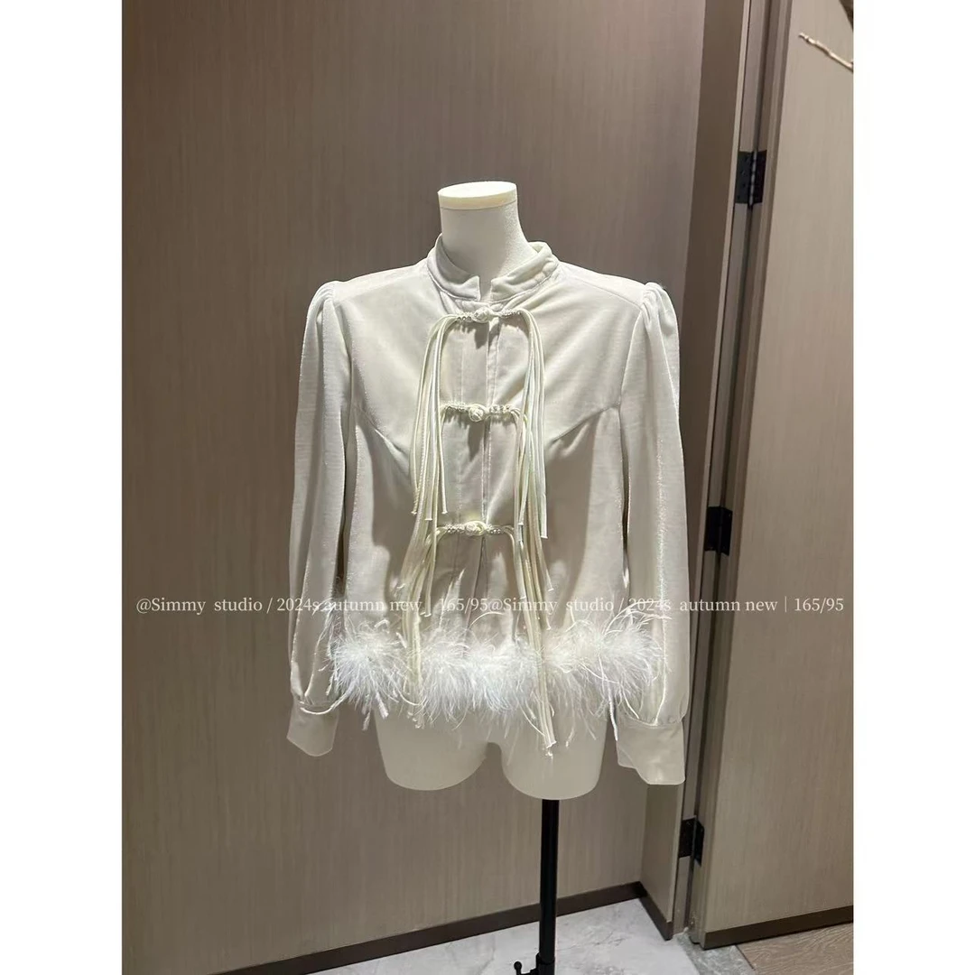 【熙米Simmy】东方美学2.0 新中式轻国风原创设计上衣+丝绒阔腿裤